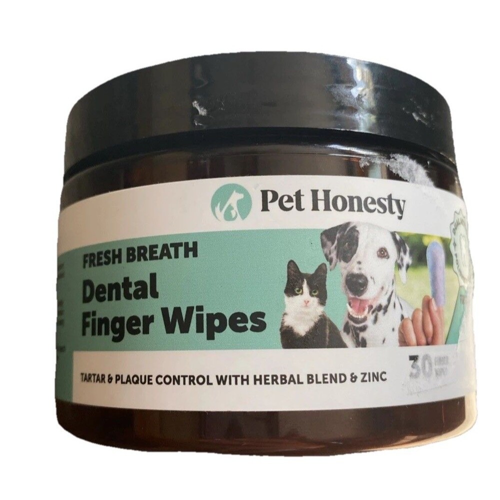 Dog Dental Finger Wipes Teeth Cleaning Plaque Tarter Off 30 Count Herbal Zinc